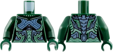 Torso Female Armor, Sand Green and Light Bluish Gray Panels Pattern / Dark Green Arms / Dark Green Hands