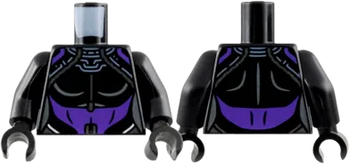 Torso Female Armor, Silver Piping, Dark Purple Midriff Pattern / Black Arms / Black Hands