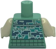 Torso Dark Blue, Dark Turquoise, and Silver Pixelated Camouflage Vest with Belt and Buckle, Tank Top Pattern / Light Nougat Arms / Light Nougat Hands