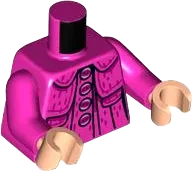 Torso Jacket with 4 Silver Buttons, Pockets, Magenta Highlights Pattern / Dark Pink Arms / Light Nougat Hands