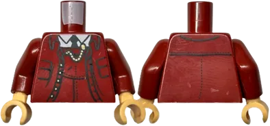 Torso Suit Jacket and Vest, White Shirt, Black Tie, Gold Watch Chain Pattern / Dark Red Arms / Medium Tan Hands