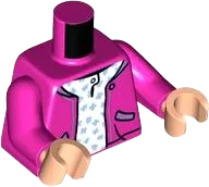 Torso Open Jacket with Pockets over White Top with Bright Light Blue Crosses Pattern / Dark Pink Arms / Light Nougat Hands