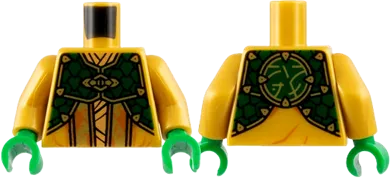 Torso Robe with Dark Orange Trim, Dark Green Mantle, Core Logo on Back Pattern / Pearl Gold Arms / Green Hands