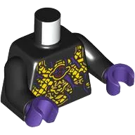 Torso Armor with Yellow and Gold Scales and Mask, Emblem, and Dark Purple Ink Lines Pattern / Black Arms / Dark Purple Hands