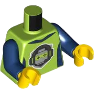 Torso T-Shirt with Gaming Logo Minifigure with Headset, and Dark Blue Collar and Side Panels Pattern / Dark Blue Arms / Yellow Hands