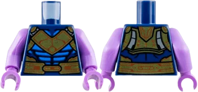 Torso Gold and Dark Orange Mantle and Belt, Blue Armor Plates Pattern / Medium Lavender Arms / Medium Lavender Hands