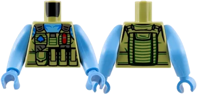 Torso Na'vi with Blue Markings, Medium Blue Neck, Flak Vest with Pouches, and Tree Badge Pattern / Medium Blue Arms Long / Medium Blue Hands