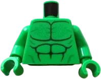 Torso Bare Chest, Dark Green and Green Muscle Contours, Chest Hair Pattern / Bright Green Arms / Bright Green Hands