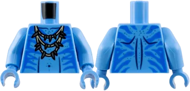 Torso Na'vi with Blue Markings, Tan Necklace with Claws, and Silver Spots Pattern / Medium Blue Arms / Medium Blue Hands