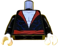 Torso Jacket with Red Collar and Lapels, Belt, Dark Blue Muscle Contour Lines, White Bare Chest Pattern &#40;Morbius&#41; / Black Arms / White Hands
