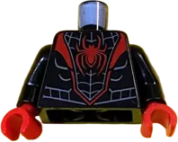 Torso Spider-Man Costume, Dark Bluish Gray Webbing, Red Spider and Lapels Pattern &#40;Miles Morales&#41; / Black Arms / Red Hands