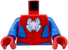 Torso Spider-Man Costume White Spider, Dark Red Webbing, Blue Vest and Belt Pattern / Blue Arms / Red Hands