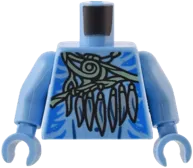 Torso Na'vi with Blue Markings, Sand Green Strap, Silver Feather Necklace and Spots Pattern / Medium Blue Arms / Medium Blue Hands