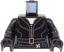Torso Female Suit with Silver Zipper, Dark Bluish Gray Belt with Dark Red Buckle, Light Nougat Neck Pattern / Black Arms with SHIELD Logo Pattern / Black Hands