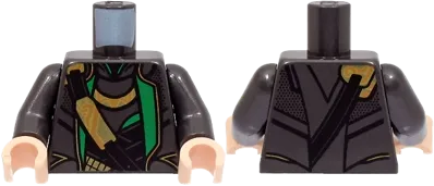 Torso Suit with Green Lapels, Black Shirt and Shoulder Belt with Gold Clasps Pattern / Pearl Dark Gray Arms / Light Nougat Hands