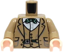 Torso Suit Jacket and Vest, White Shirt, Dark Green Bow Tie with Polka Dots, Belt with Silver Buckle Pattern / Dark Tan Arms / Light Nougat Hands