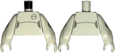 Torso with Light Bluish Gray Half Circles, Curved Line and Access Port Pattern / White Arms Long Straight with Fixed Hands with Circles Pattern