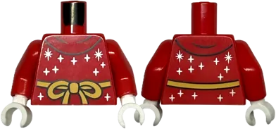 Torso Robe with Silver Stars and Sparkles and Yellow Bow Pattern / Red Arms / White Hands