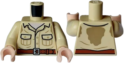 Torso Shirt with Dark Tan Mud Stains, Black Outlined Pockets and Collar, Reddisch Brown Belt Pattern / Tan Arms / Light Nougat Hands