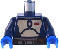 Torso SW Mandalorian Silver Beskar Armor, Dark Brown Belt with Pouch, Red Rectangle Pattern &#40;Fleet Commander&#41; / Dark Blue Arms / Blue Hands