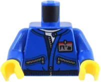 Torso Jacket with Silver Zipper, Pockets, and ID Badge, and Globe and Ninjago Logogram &#39;NG NEWS&#39; on Back Pattern / Blue Arms / Yellow Hands