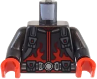 Torso Jacket with Red Flames and Dark Bluish Gray Straps and Belt with Pouches Pattern / Pearl Dark Gray Arms / Red Hands