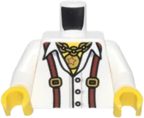 Torso Shirt with Open Collar, Reddish Brown Suspenders, and Gold Chain and Star Pendant Pattern / White Arms / Yellow Hands
