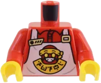 Torso Shirt and White Apron with Red and Yellow Sushimi Chef Logo and Ninjago Logogram &#39;SUSHI&#39; Pattern / Red Arms / Yellow Hands