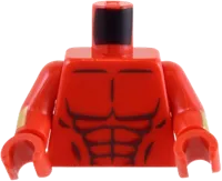 Torso Bare Chest with Pearl Dark Gray and Dark Red Muscles Outline Pattern / Red Arms with Gold Cuffs Pattern / Red Hands