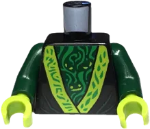 Torso Robe with Lime Trim over Dark Green Undershirt with Spirit Eyes and Green Wisps Pattern / Dark Green Arms / Lime Hands