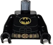 Torso Batman Logo, Dark Bluish Gray Armor Contour Lines, Gold Utility Belt with Batarang on Back Pattern / Black Arms / Black Hands