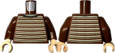 Torso Sweater with Dark Brown and Tan Horizontal Stripes, Sand Green Neck Pattern / Reddish Brown Arms / Light Nougat Hands
