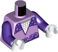 Torso Ice Skating Costume with Dark Purple Trim, Metallic Pink Filigree and Sparkles Pattern / Dark Purple Arms / White Hands