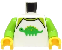 Torso Shirt with Lime Collar and Bright Green Dinosaur Pattern / Lime Arms / Yellow Hands