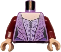 Torso Female Dress with Lavender Corset Top and Dark Purple Plant Stems, Light Nougat Neck Pattern / Dark Red Arms / Light Nougat Hands