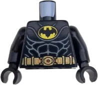 Torso Batman Logo, Dark Bluish Gray Armor Contour Lines, Gold Utility Belt Pattern / Black Arms / Black Hands