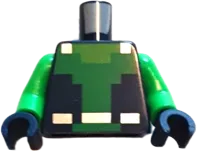 Torso Pixelated Diving Vest with Green Trim and Silver Air Tank and Rivets, Bright Green Neck Pattern / Bright Green Arms / Dark Blue Hands