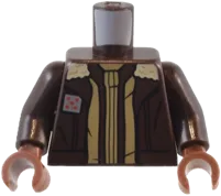 Torso SW Aviator Jacket Open with Tan Fur Collar, Dark Tan Trim, and Silver Square Badge over Ribbed Shirt, The Ghost Crew Insignia on Back Pattern / Dark Brown Arms / Reddish Brown Hands