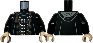 Torso Coat with Hood, Silver Buttons, and Reddish Brown Straps with Buckles Pattern / Black Arms / Light Nougat Hands