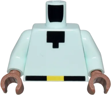 Torso Pixelated Black Neck and Belt with Yellow Buckle Pattern / Light Aqua Arms / Medium Brown Hands