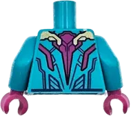 Torso Armor with Gold Shoulder Pads, Magenta Armor Plates and Black Muscles Outline Pattern / Dark Turquoise Arms / Magenta Hands