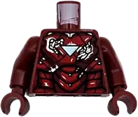Torso Armor, Silver Triangular Arc Reactor, Red Plates, Black Lines and Gold Trim on Back Pattern / Dark Red Arms / Dark Red Hands