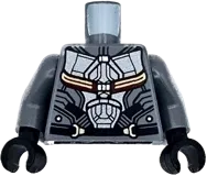 Torso Armor with Silver and Black Panels and Belt and Dark Red and Gold Straps Pattern / Dark Bluish Gray Arms / Black Hands