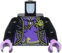 Torso Female Robe with Dark Purple and Lime Trim, Spider, and Silver Webs Pattern / Black Arms / Medium Lavender Hands