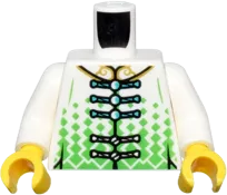 Torso Robe with Dark Turquoise Ties, Bright Green Diamond Scales, and Yin Yang Dragon Logo Pattern / White Arms / Yellow Hands