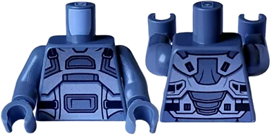 Torso Armor with Silver and Dark Silver Panels and Black Straps Pattern / Dark Bluish Gray Arms / Dark Bluish Gray Hands