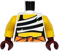 Torso Female Tank Top Cropped with Black Stripes, Orange Knotted Sash, Yellow Neck, Shoulder, and Stomach Pattern / Yellow Arms / Dark Red Hands