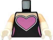 Torso Female Outline, Light Nougat Neck, Dark Pink Heart, Highlights and Tail Outline Pattern / White Arms with Molded Light Nougat Short Sleeves Pattern / White Hands