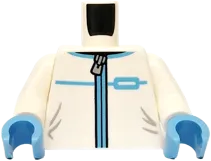 Torso Jacket with Silver Zipper, Medium Blue Trim, Light Bluish Gray Creases, Star Badge Logo on Back Pattern / White Arms / Medium Blue Hands
