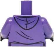Torso Jacket Open over Orange Prison Jumpsuit, USB Key Pendant, Medium Lavender Tassels and Pockets Pattern / Dark Purple Arms / Black Hands